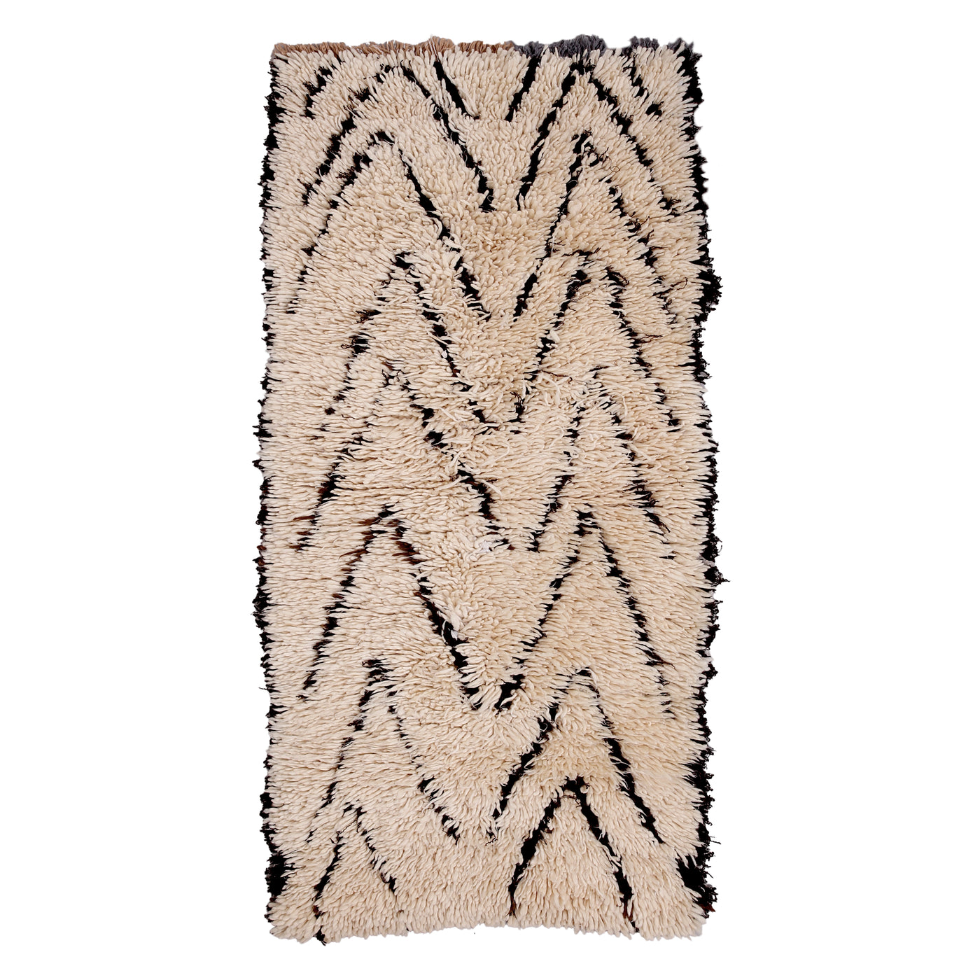 Talzint Berbermatta i 100% Ull – Creme & Brun | Handvävd Marockansk Gångmatta 70x160 cm