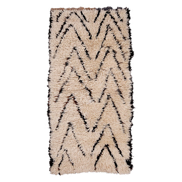 Talzint Berbermatta i 100% Ull – Creme & Brun | Handvävd Marockansk Gångmatta 70x160 cm