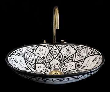 Moroccan oval sink "Classic Black and White."