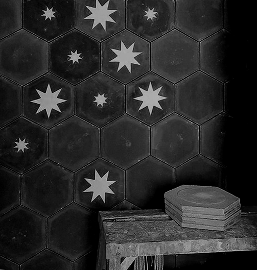 Marockanskt kakel SKY. black white