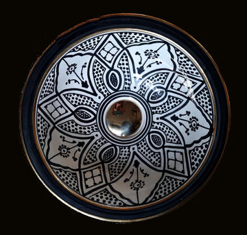 Moroccan washbasins classic black and white with a gold rim
