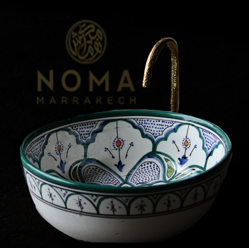 Moroccan ceramic sink/straight model blue tones installed freestanding