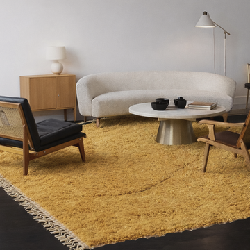 Long Pile Yellow Rug, Custom Made to your desired measurements and color.
