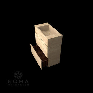 Handfat Miami,  integrerad kommod travertine