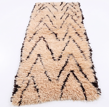 Talzint Berbermatta i 100% Ull – Creme & Brun | Handvävd Marockansk Gångmatta 70x160 cm