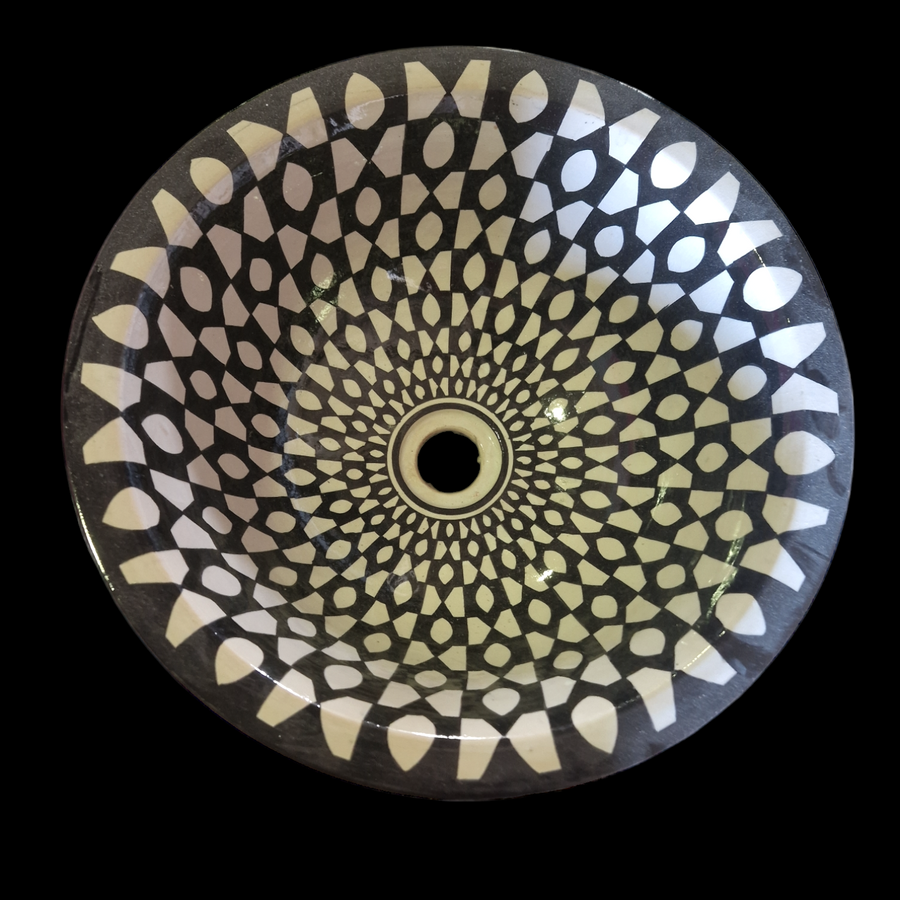 black and white hand-painted sink from Morocco