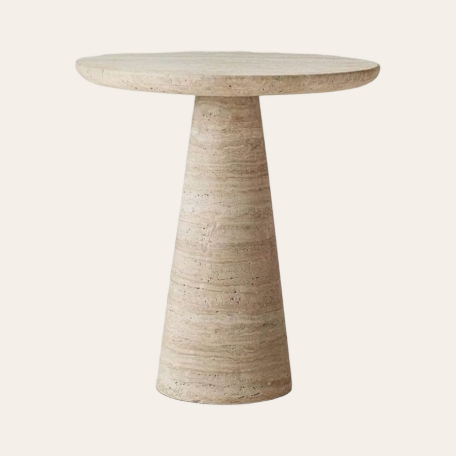 Travertine side table