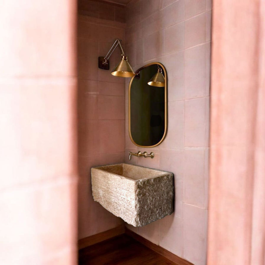 Travertine basin rough stone, custom-made