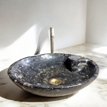 Marble sink with fossil