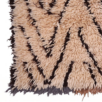 Talzint Berbermatta i 100% Ull – Creme & Brun | Handvävd Marockansk Gångmatta 70x160 cm