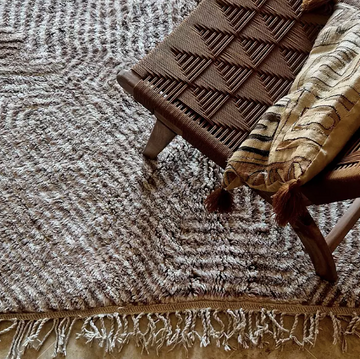 Rug "Marta", hand-knotted Moroccan rug in beige and white