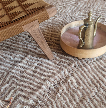 Rug "Marta", hand-knotted Moroccan rug in beige and white