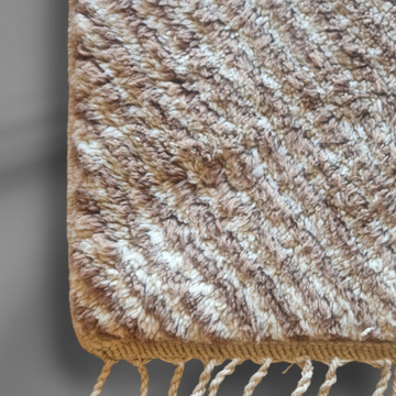 Rug "Marta", hand-knotted Moroccan rug in beige and white