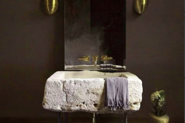 Travertine basin rough stone, custom-made