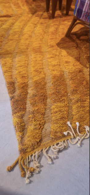 Large Mustard Yellow Authentic Berber Rug from Morocco