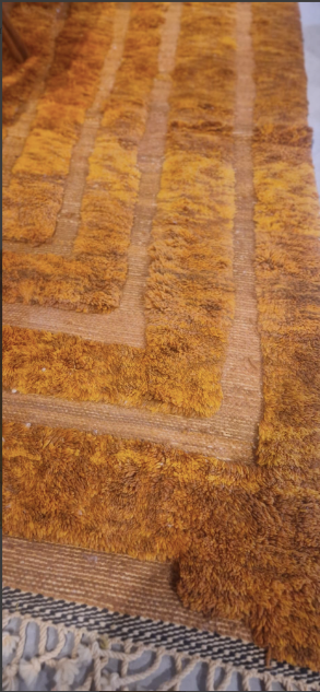 Large Mustard Yellow Authentic Berber Rug from Morocco