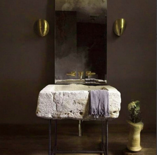 Raw travertine sink