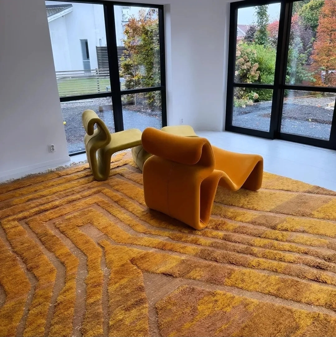 Large Mustard Yellow Authentic Berber Rug from Morocco