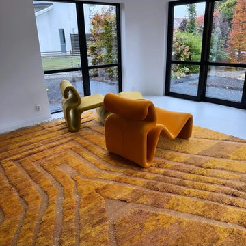 Large Mustard Yellow Authentic Berber Rug from Morocco