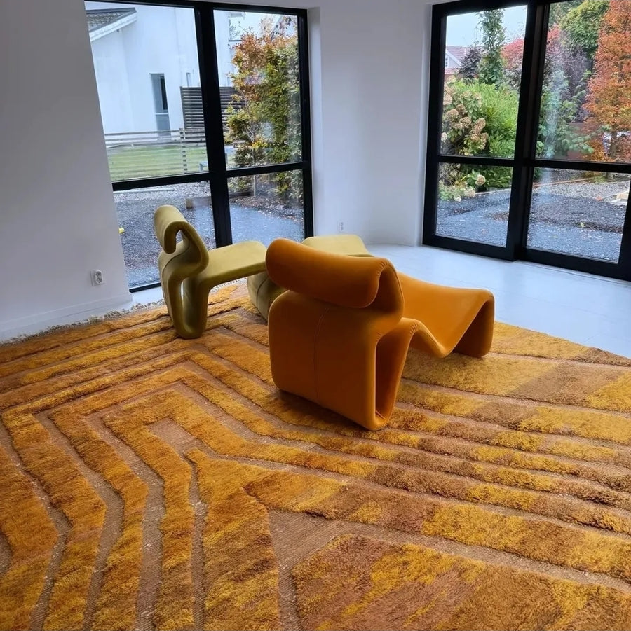 Large Mustard Yellow Authentic Berber Rug from Morocco