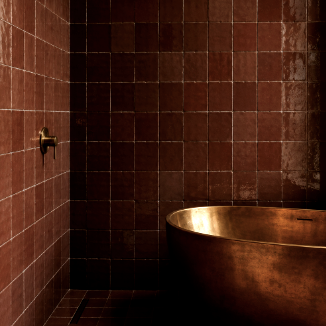 Zellige tile ANTIQUE BRASS, beautiful warm red tile