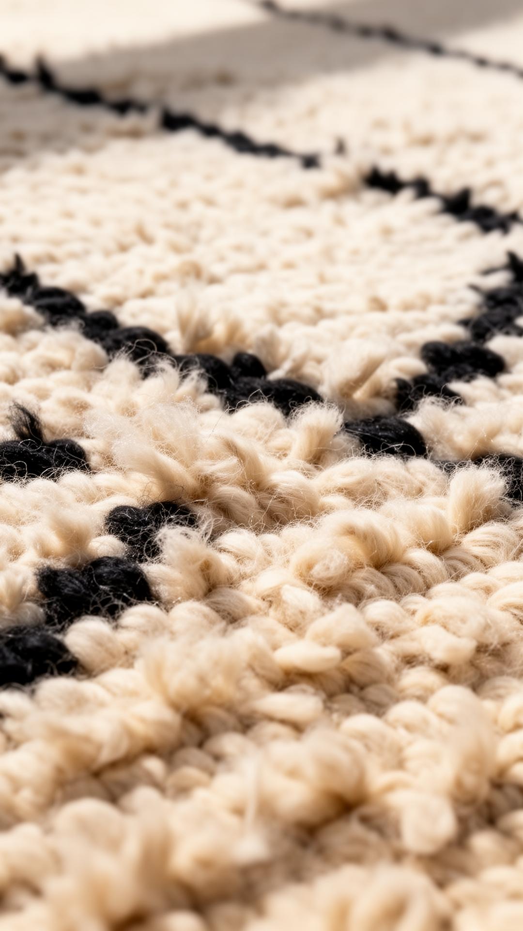 Beni Ourain wool pile detail